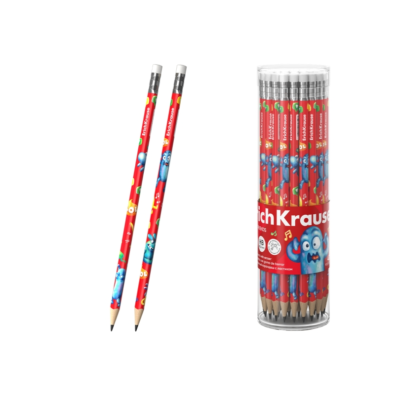 Crayon graphite HB avec gomme ErichKrause, assorti Crayon graphite HB avec gomme ErichKrause, assorti