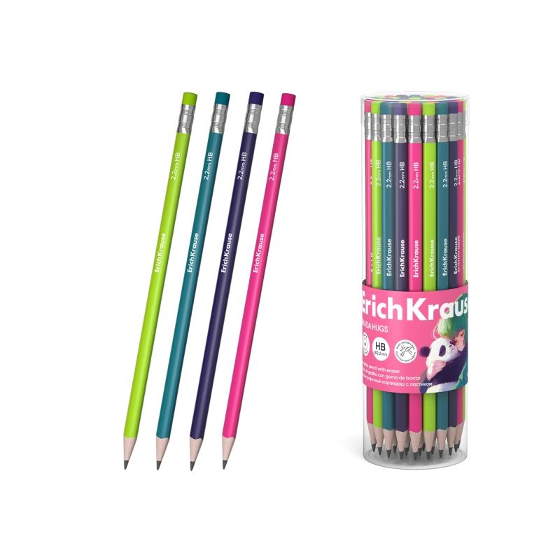 Crayon graphite HB ErichKrause Panda Hugs avec gomme, assorti Crayon graphite HB ErichKrause Panda Hugs avec gomme, assorti