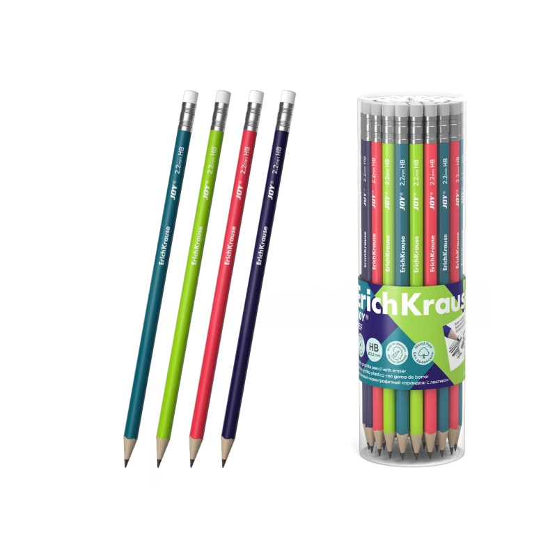 Crayon graphite ErichKrause JOY Reef HB avec gomme, assortis Crayon graphite ErichKrause JOY Reef HB avec gomme, assortis