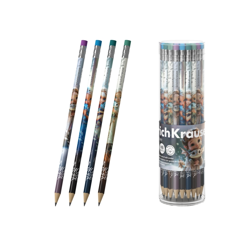 Crayon graphite ErichKrause avec gomme HB, assorti Crayon graphite ErichKrause avec gomme HB, assorti