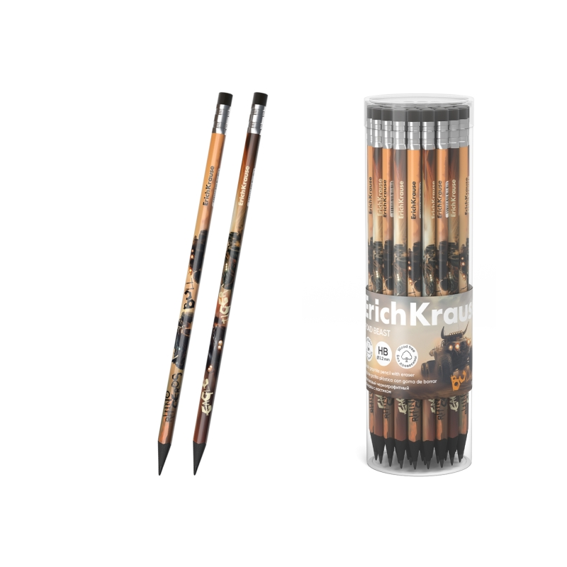 Crayon de graphite HB triangulaire avec gomme ErichKrause Crayon de graphite HB triangulaire avec gomme ErichKrause