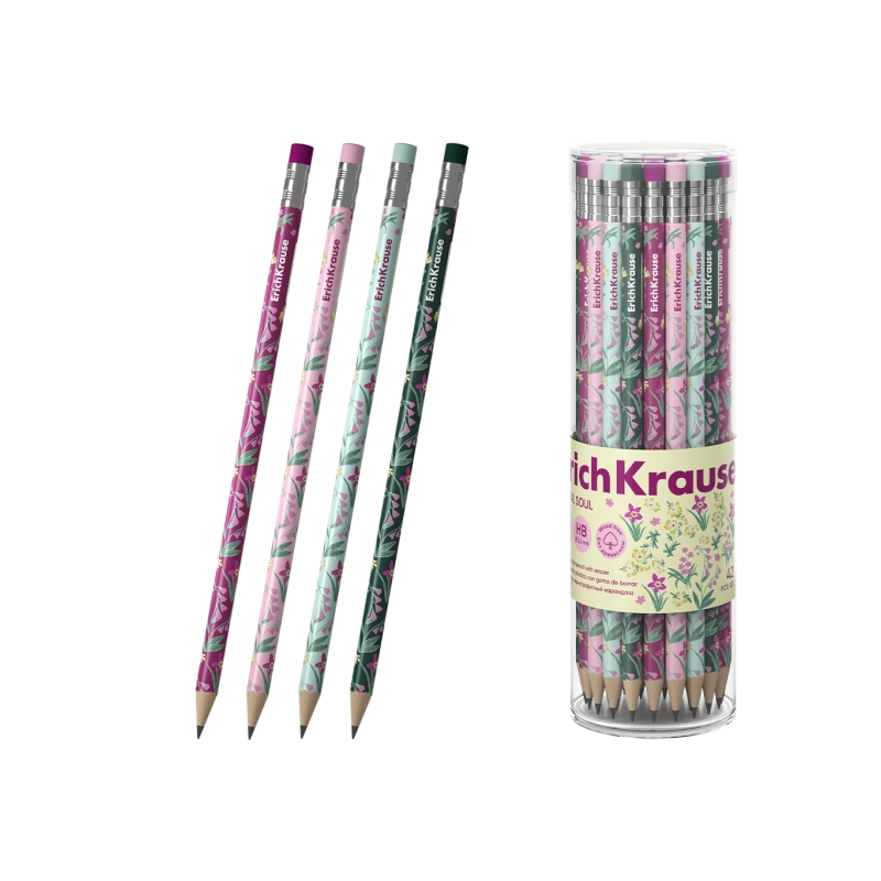 Crayon à papier HB avec gomme ErichKrause Floral Soul assorti Crayon à papier HB avec gomme ErichKrause Floral Soul assorti