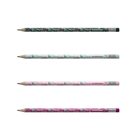 Crayon à papier HB avec gomme ErichKrause Floral Soul assorti