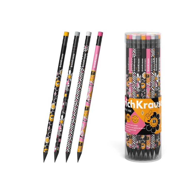 Crayon graphite ErichKrause HB avec gomme, assorti Crayon graphite ErichKrause HB avec gomme, assorti