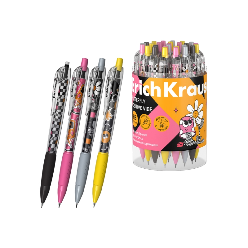 Portaminas ErichKrause Butterfly 0.7mm HB couleurs assorties