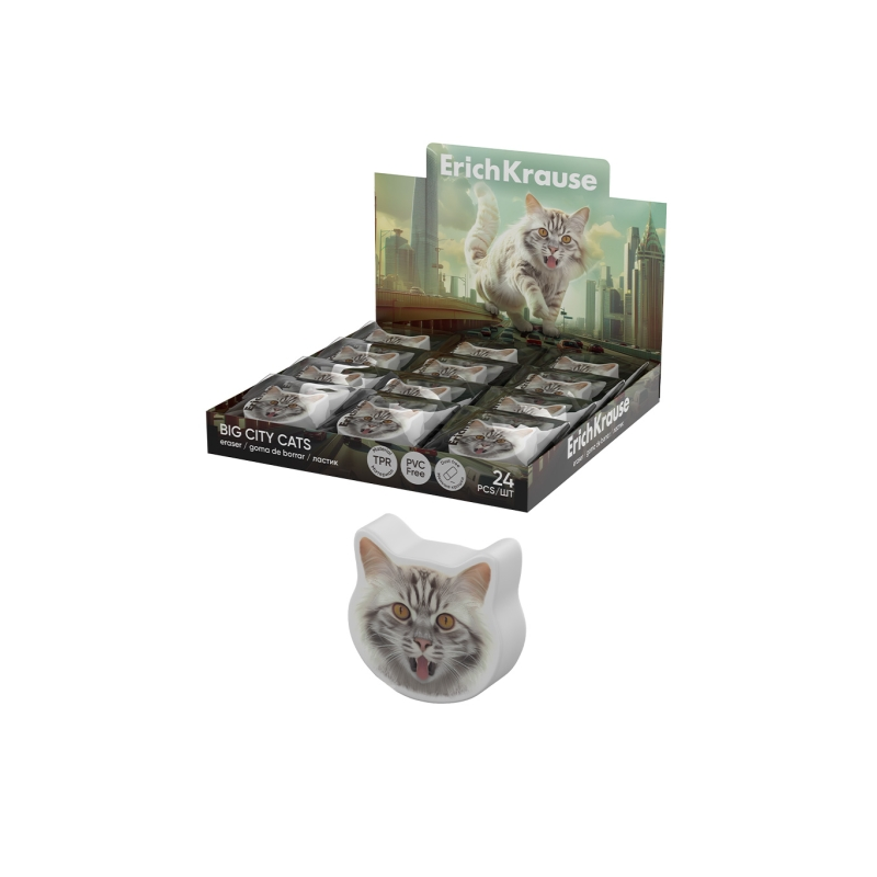 Gomme ErichKrause Big City Cats x24 couleurs assorties sans PVC Gomme ErichKrause Big City Cats x24 couleurs assorties sans PVC