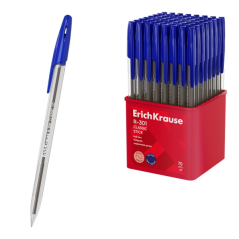 stylo bille bleu corps transparent