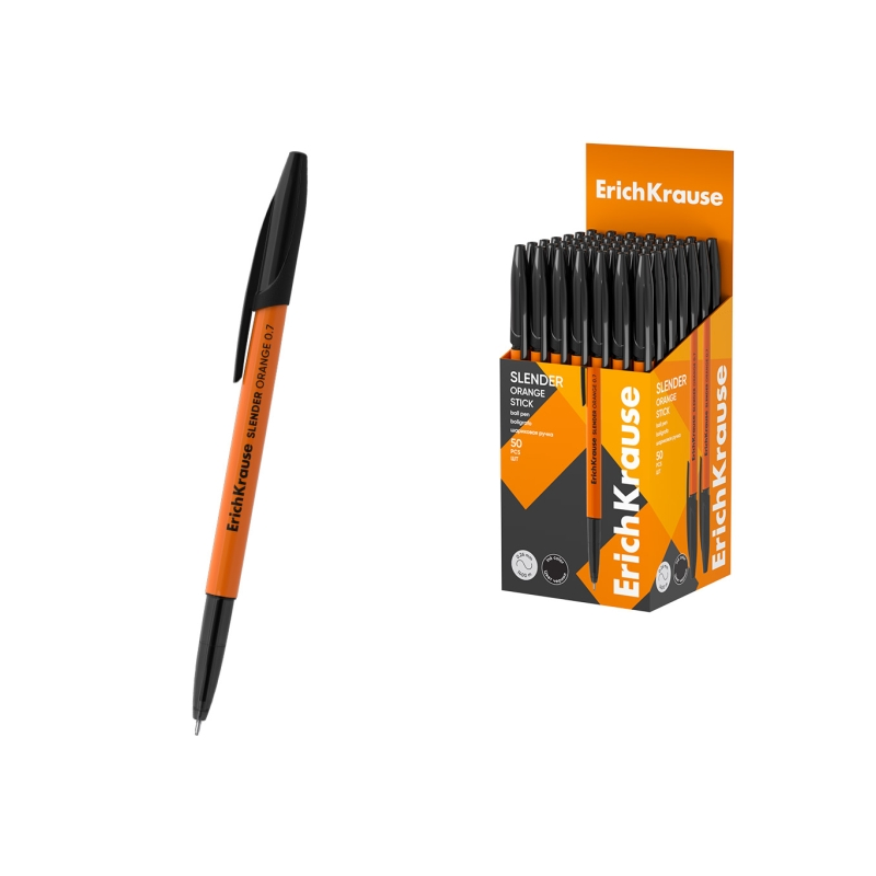 Stylo-bille ErichKrause Slender Stick noir 0,7 mm orange Stylo-bille ErichKrause Slender Stick noir 0,7 mm orange