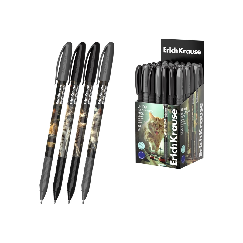 Stylo bleu ErichKrause U-108 Stick 0,3 mm Chats grandes villes