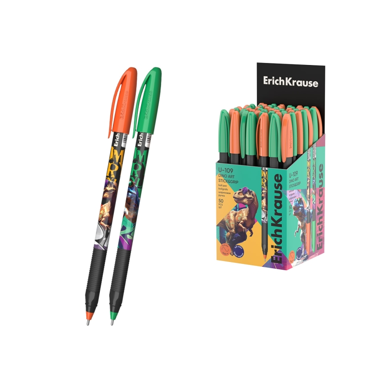 Stylo-bille ErichKrause U-109 bleu grip dinosaure 0,3 mm