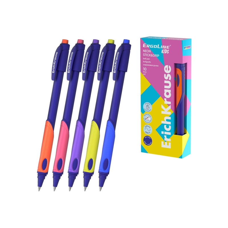 Stylo-bille gaucher ErichKrause ErgoLine Kids assortiment bleu