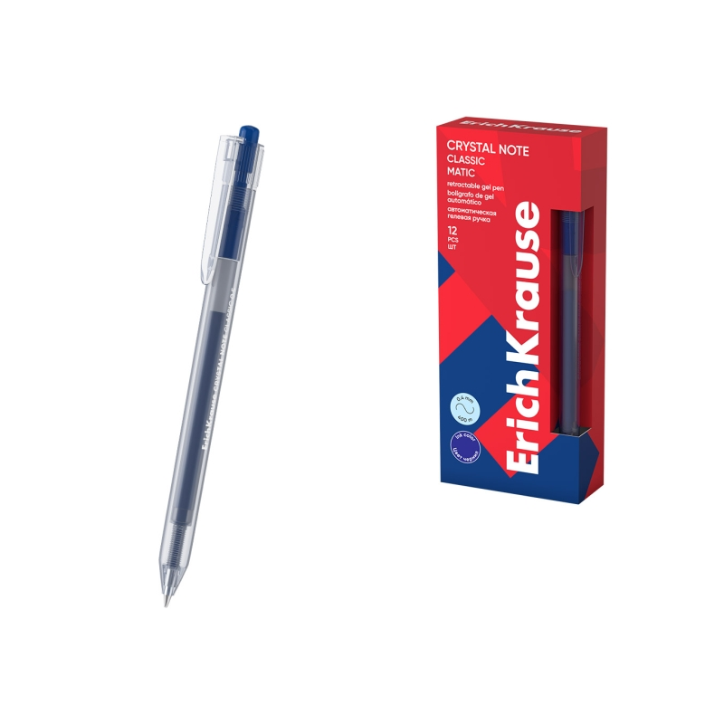 Stylo-bille ErichKrause Crystal Note Matic bleu 0,5 mm