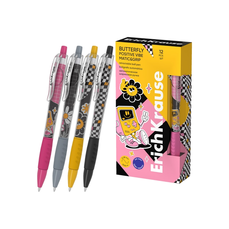 Stylo-bille ErichKrause Butterfly Matic Grip bleu 0,28 mm