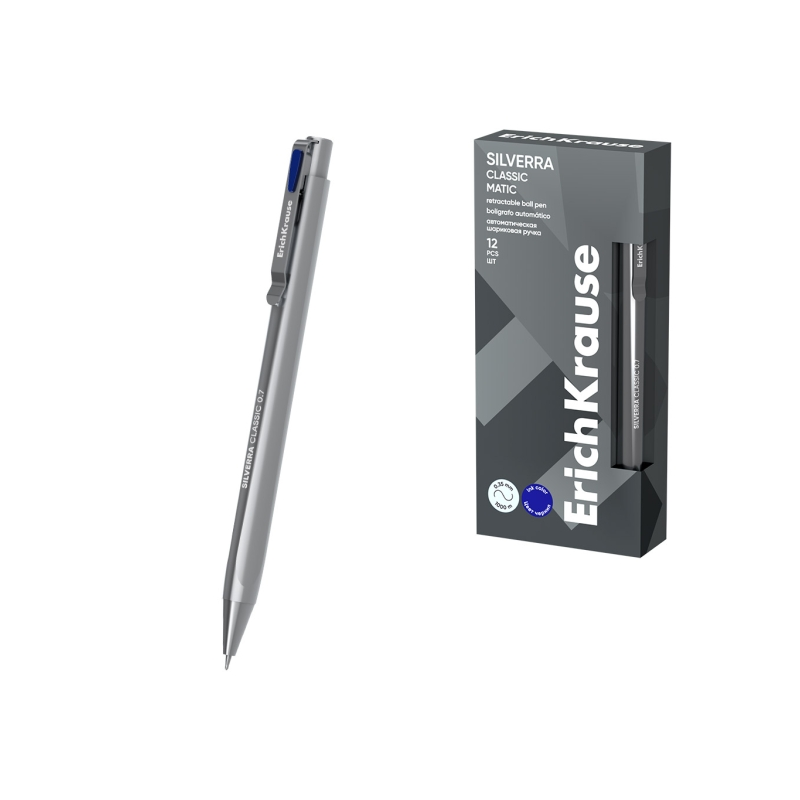 Stylo-bille ErichKrause Silverra Matic Classic bleu 0,7 mm