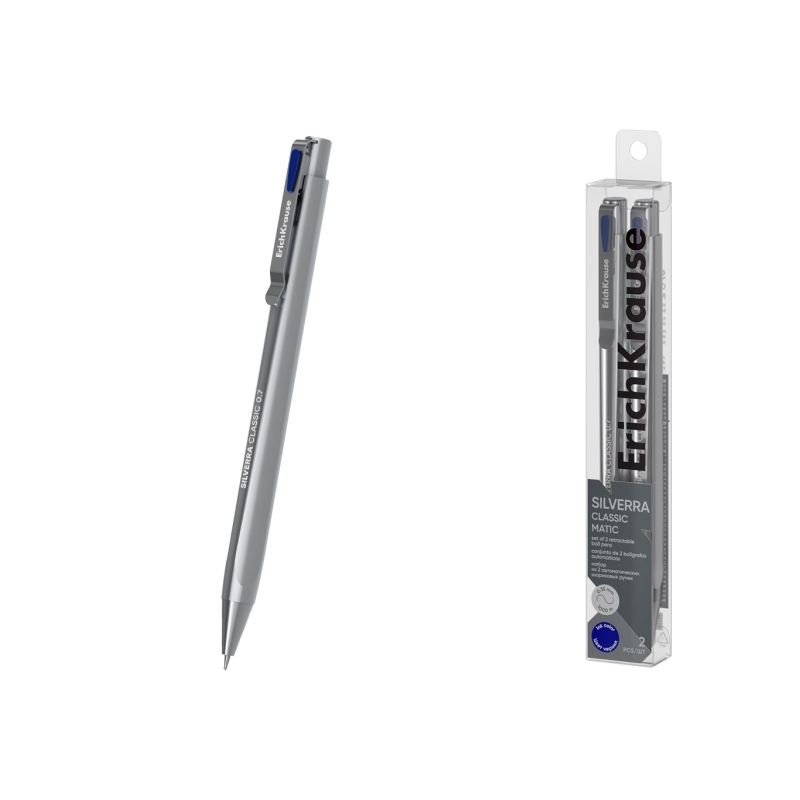 ErichKrause Silverra Matic Classic stylos bleus 0,7 mm x2
