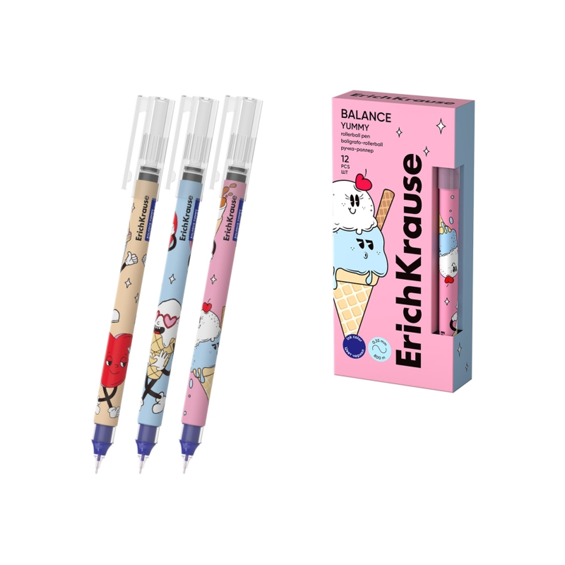 Stylo à capuchon bleu ErichKrause Balance Stick Yummy 0,35 mm