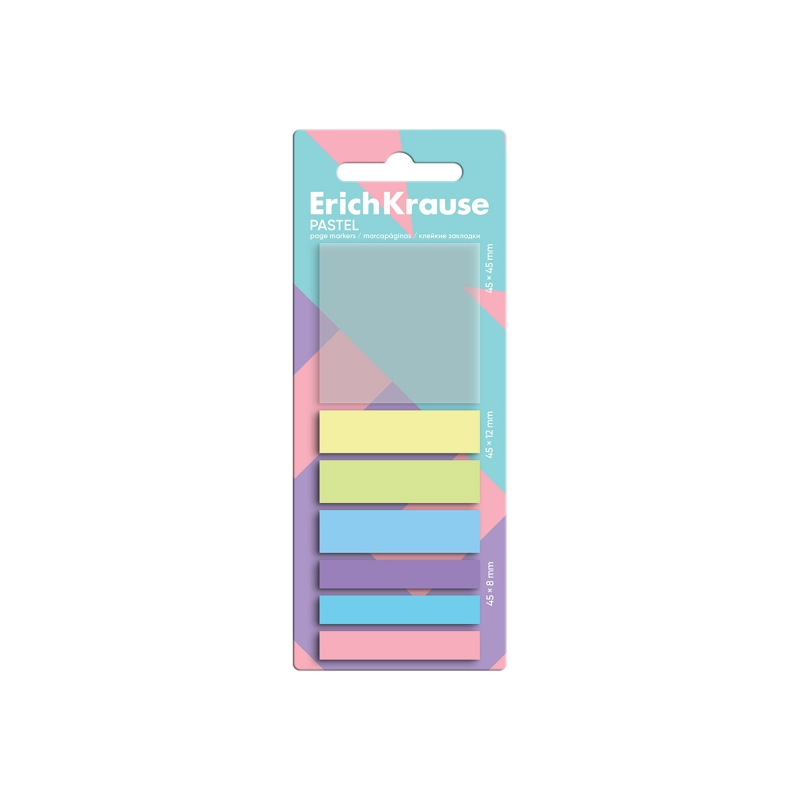 ErichKrause 7 blocs de 20 marque-pages repositionnables pastel
