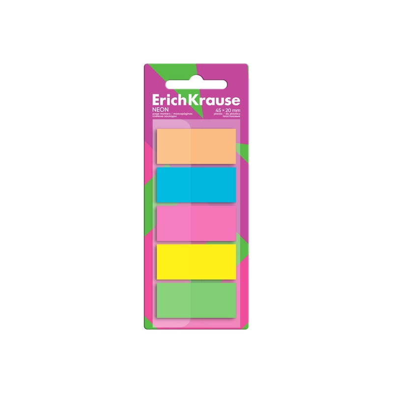 Marque-pages repositionnables ErichKrause 5x20 assortis 20x45mm Marque-pages repositionnables ErichKrause 5x20 assortis 20x45mm