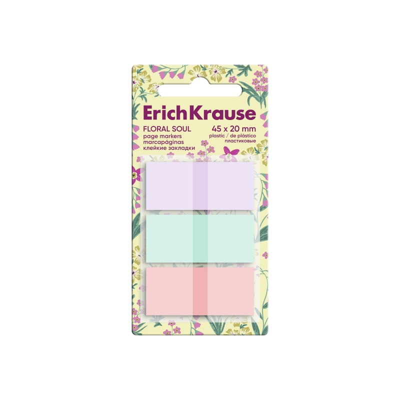 ErichKrause Floral Soul blocs 20 marque-pages plastiques multicolores