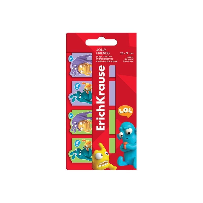 ErichKrause Jolly Friends 4 blocs 20 marque-pages assortis