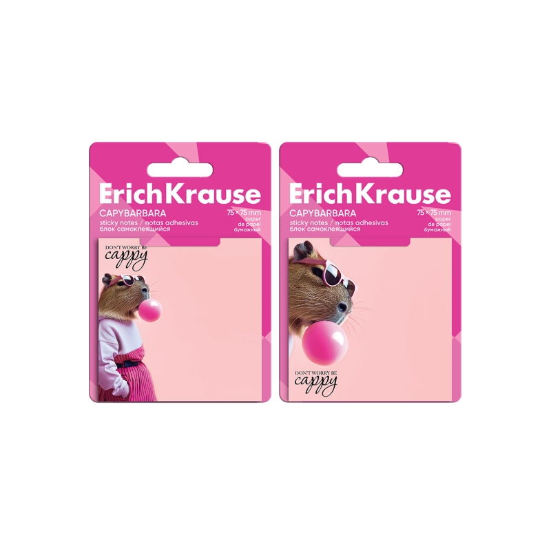 Bloc de 50 notes adhésives ErichKrause 75x75mm rose