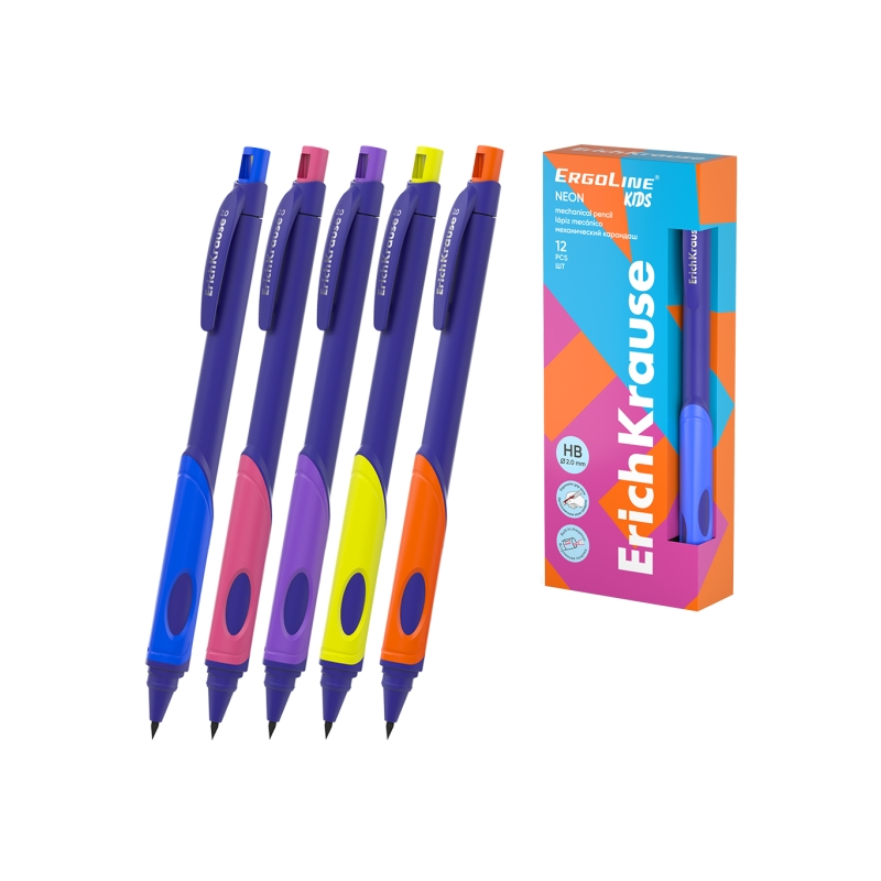 Porte-mine ErichKrause ErgoLine Kids 2,0 mm HB assortis