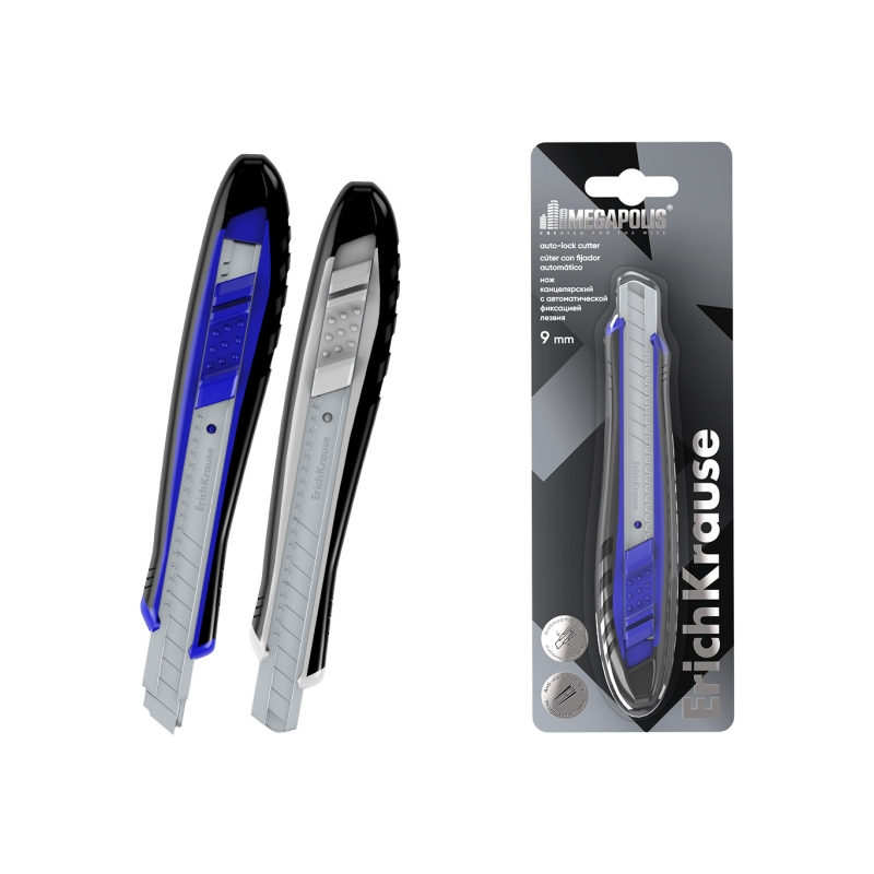Cutter automatique 9mm ErichKrause Megapolis couleurs assorties