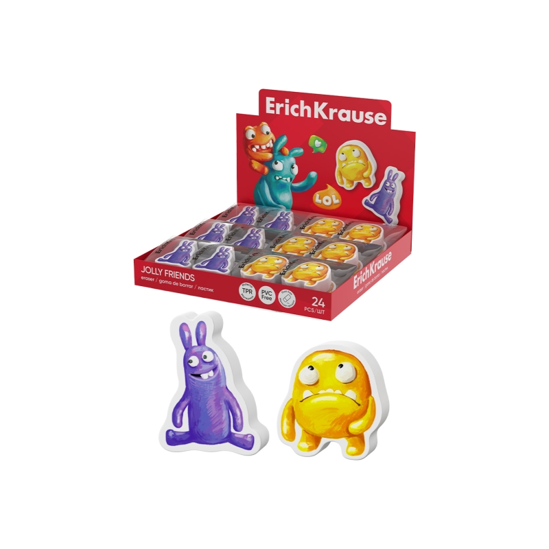 Gommes ErichKrause Jolly Friends x24 couleurs assorties