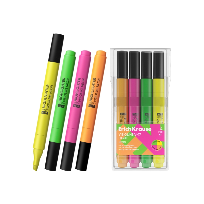 ErichKrause Visioline V-17 surligneurs fluo x4 assortis ErichKrause Visioline V-17 surligneurs fluo x4 assortis