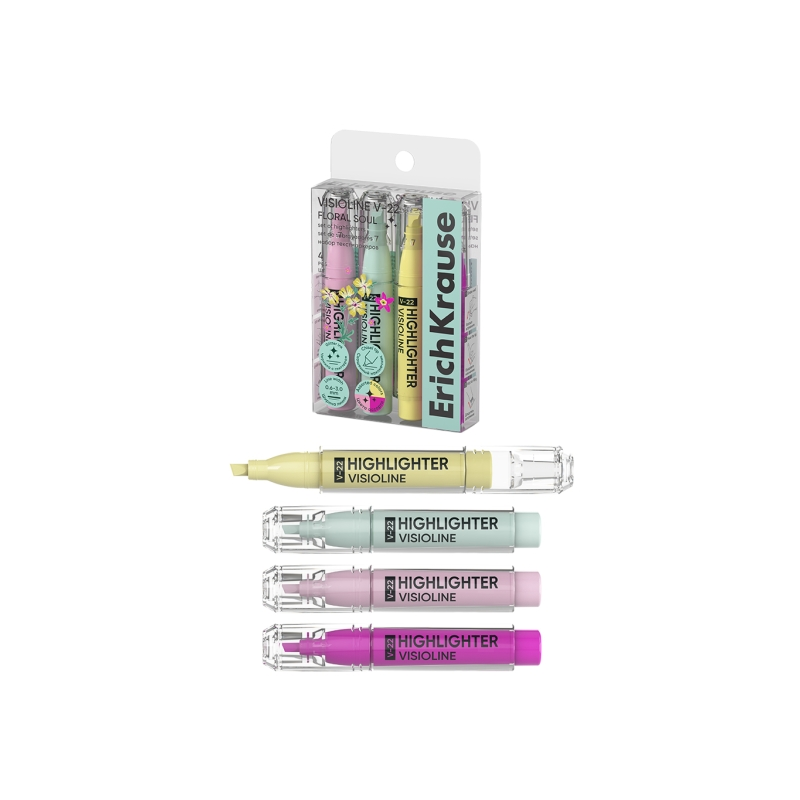 ErichKrause Visioline V-22 surligneurs assortis x4 ErichKrause Visioline V-22 surligneurs assortis x4