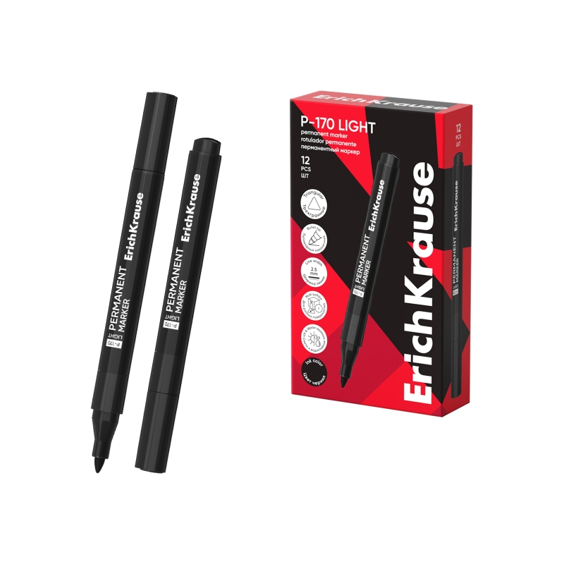 Marqueur permanent ErichKrause P-170 noir pointe 2,5 mm