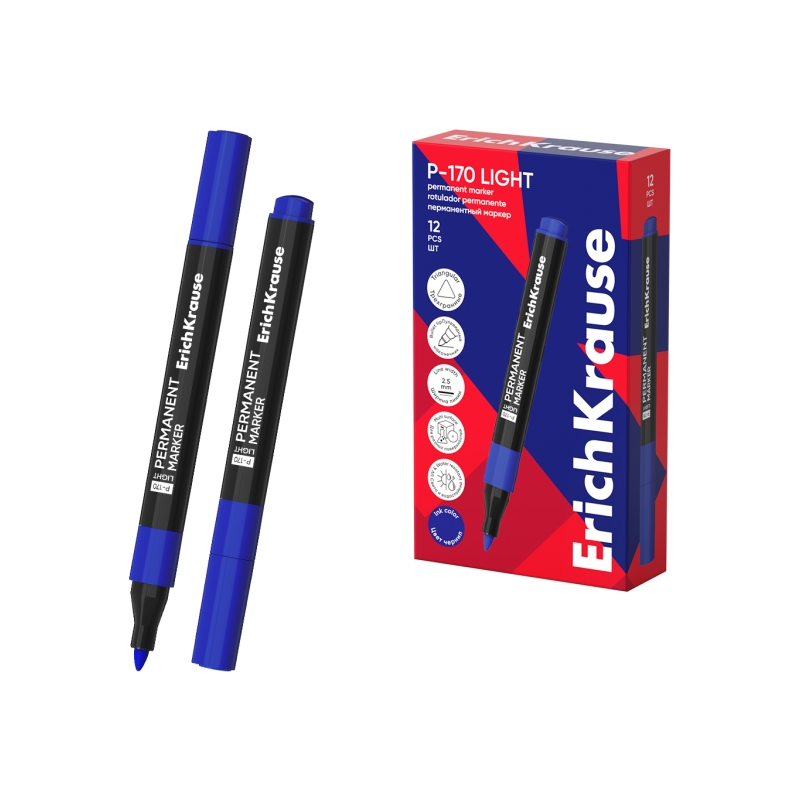 Rotulador permanent ErichKrause P-170 bleu pointe 2,5mm