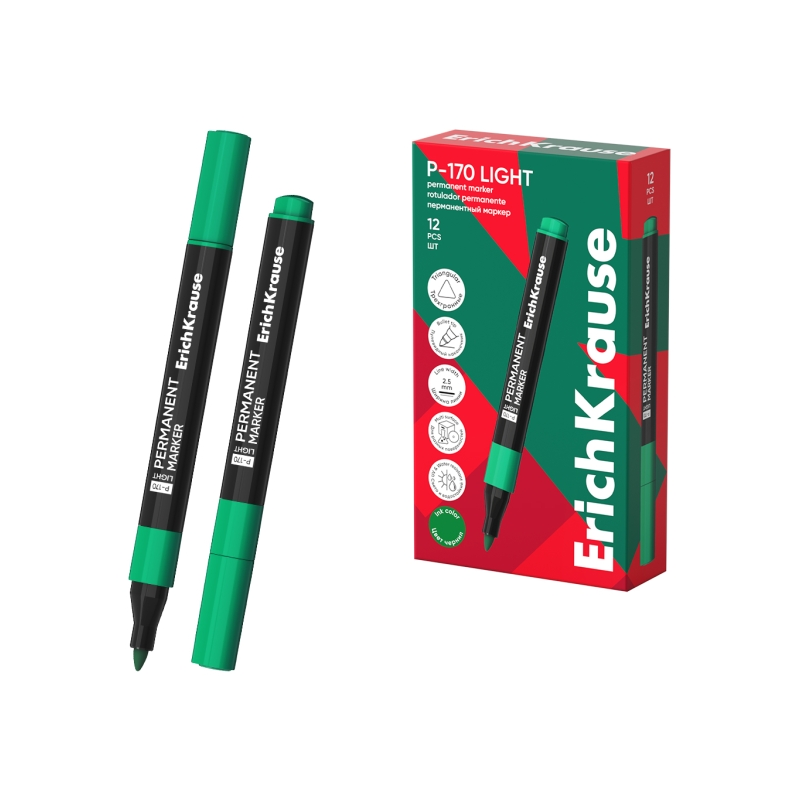Marqueur permanent ErichKrause P-170 vert pointe conique 2,5 mm