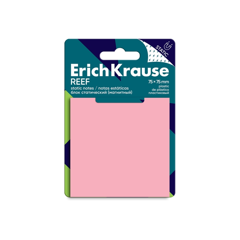 Bloc de 50 notes adhésives ErichKrause 75x75mm rose