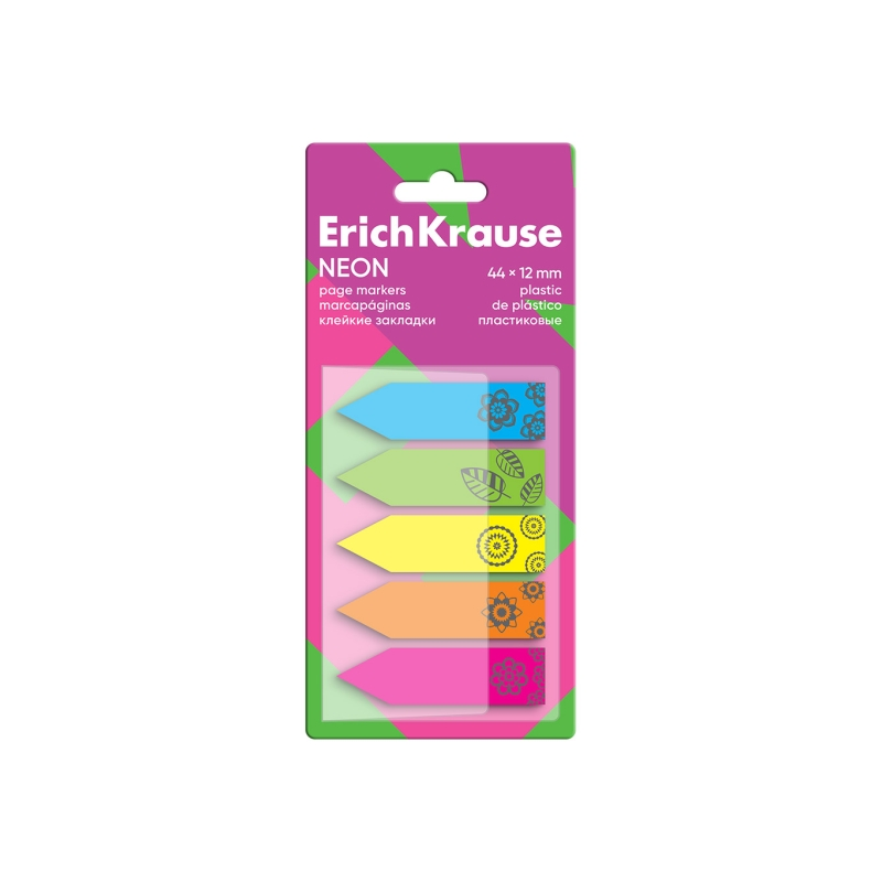 Marque-pages repositionnables ErichKrause Neon 5x20 assortis 12x44mm Marque-pages repositionnables ErichKrause Neon 5x20 assortis 12x44mm