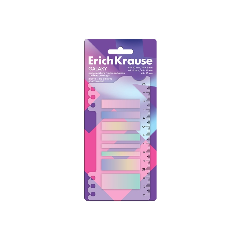 ErichKrause Galaxy 8 blocs de 20 marque-pages plastique assortis