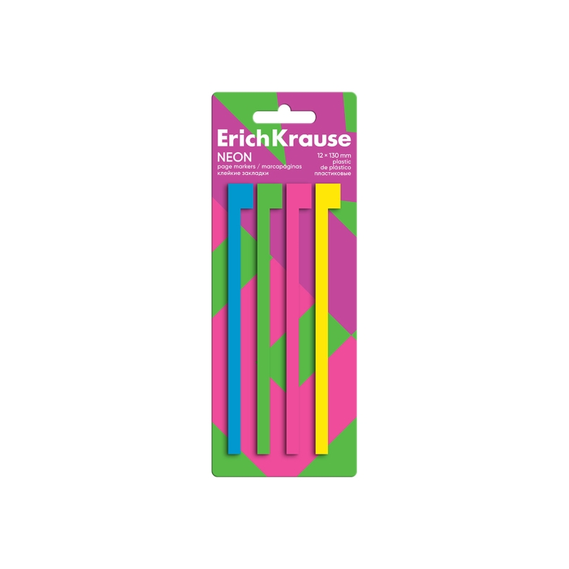 Marque-pages repositionnables ErichKrause Neon 4x20 assortis