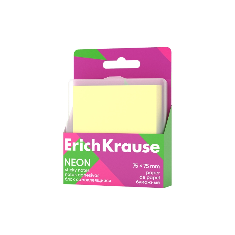 Bloc de 80 notes adhésives jaunes 75x75 mm ErichKrause