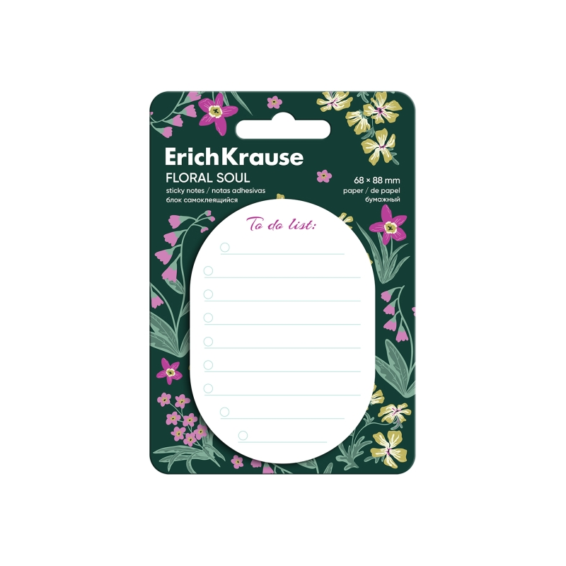 Bloc de 60 notes adhésives ErichKrause blanc 68x88mm Bloc de 60 notes adhésives ErichKrause blanc 68x88mm