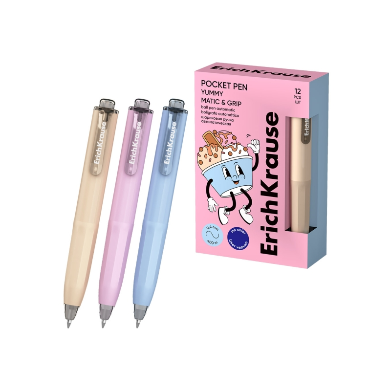 Stylo-bille ErichKrause Pocket Pen Matic Grip bleu 0,4 mm Stylo-bille ErichKrause Pocket Pen Matic Grip bleu 0,4 mm