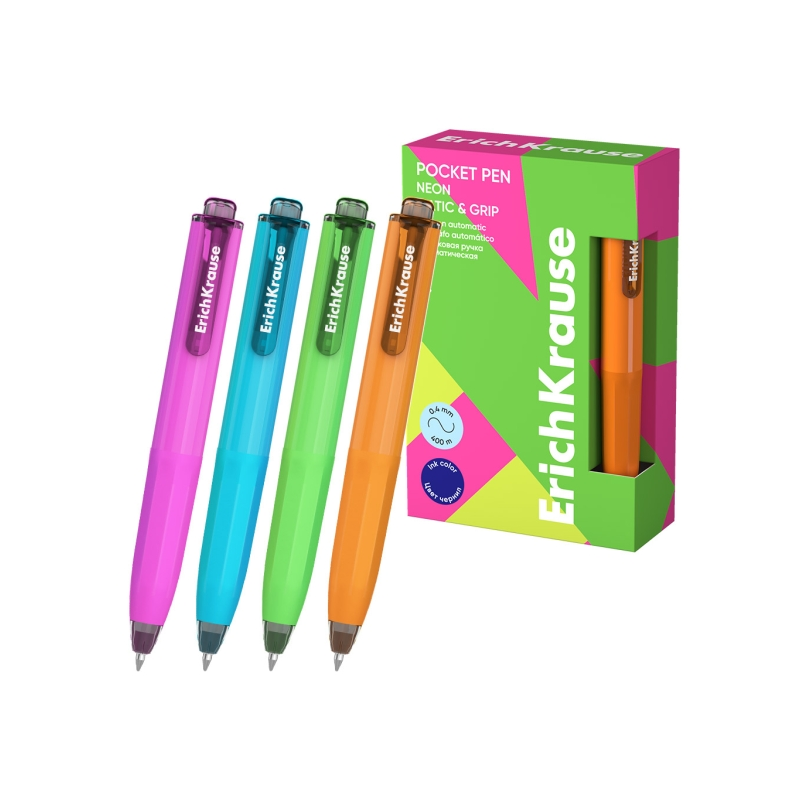 ErichKrause Pocket Pen Matic Grip bleu 0,4 mm ErichKrause Pocket Pen Matic Grip bleu 0,4 mm