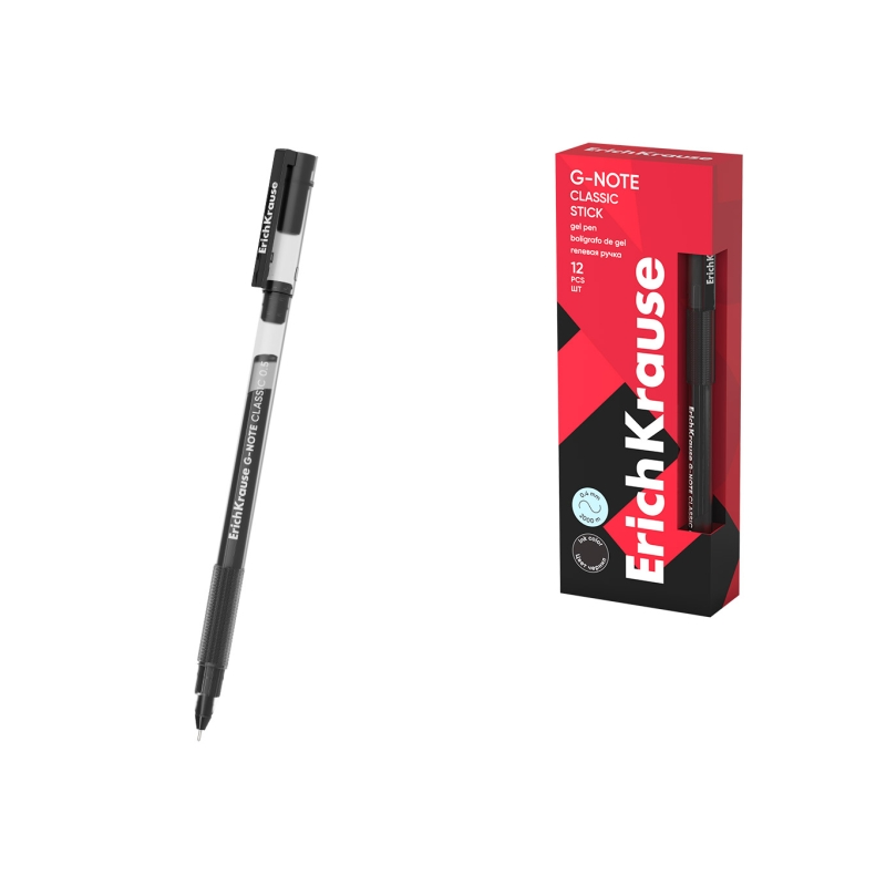 Stylo gel noir 0,5 mm ErichKrause G-Note Stick Classic