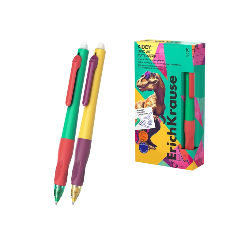 Stylo ErichKrause Kiddy Matic Grip Dino Art bleu 0,4 mm Stylo ErichKrause Kiddy Matic Grip Dino Art bleu 0,4 mm