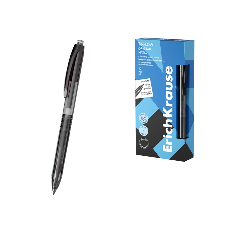 Stylo-bille rétractable ErichKrause TipFlow Matic noir 0,5 mm