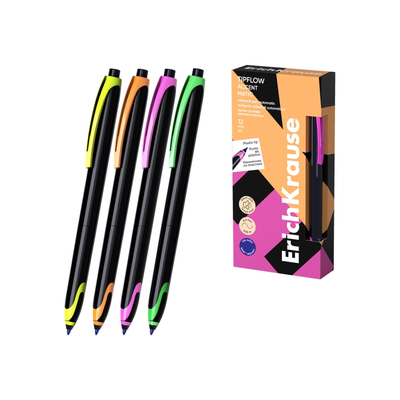 Stylo-bille bleu 0,4 mm ErichKrause TipFlow Matic Accent