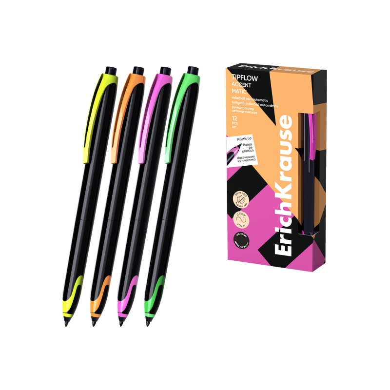 ErichKrause TipFlow Matic stylo rétractable noir 0,4 mm