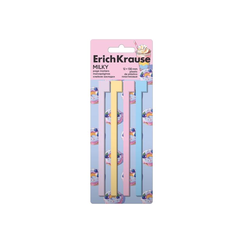 ErichKrause Milky 4 blocs de 20 marque-pages plastiques assortis