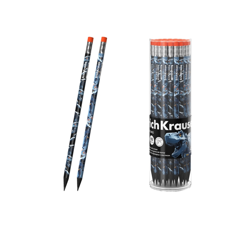 Crayon graphite HB avec gomme, corps triangulaire, assorti Crayon graphite HB avec gomme, corps triangulaire, assorti