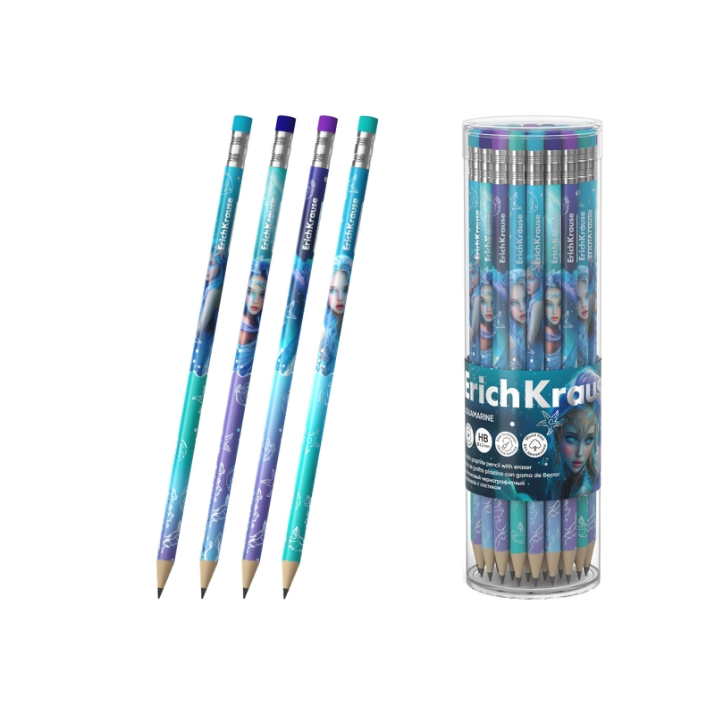 Crayon graphite ErichKrause Aquamarine HB avec gomme Crayon graphite ErichKrause Aquamarine HB avec gomme