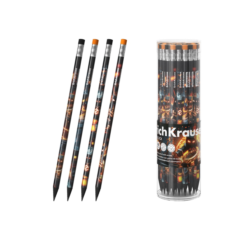 Crayon graphite HB ErichKrause avec gomme, triangle, assorti Crayon graphite HB ErichKrause avec gomme, triangle, assorti